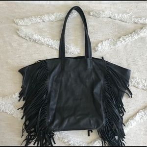 Cleobella Hendrix Fringe Tote in Black